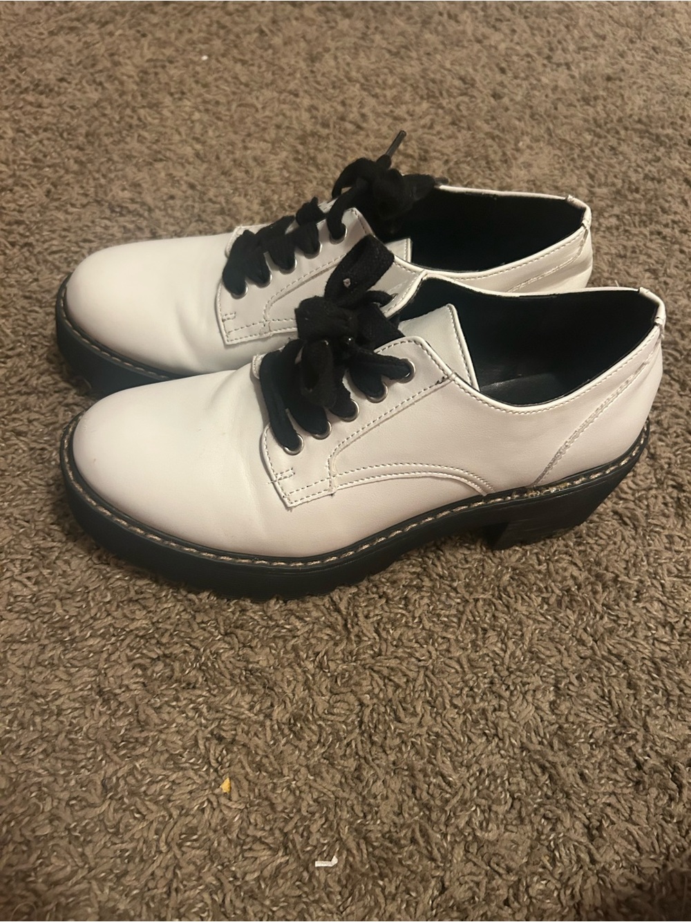 Madden Girl White Platform Lace-Up Oxfords with Black Soles